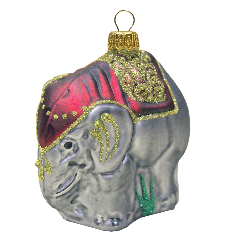 Glaselefant mit Goldenem Sattel 
