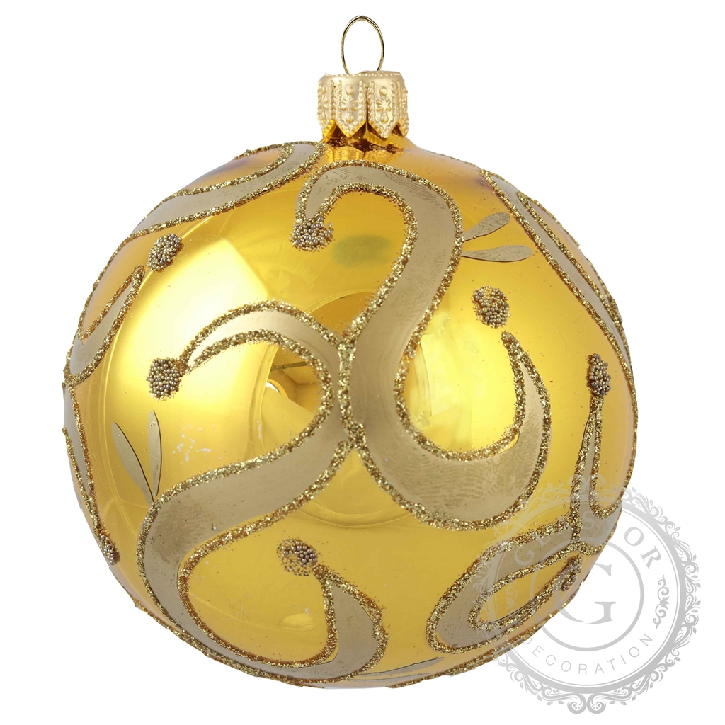 Goldene Weihnachtskugel mit Golddekor