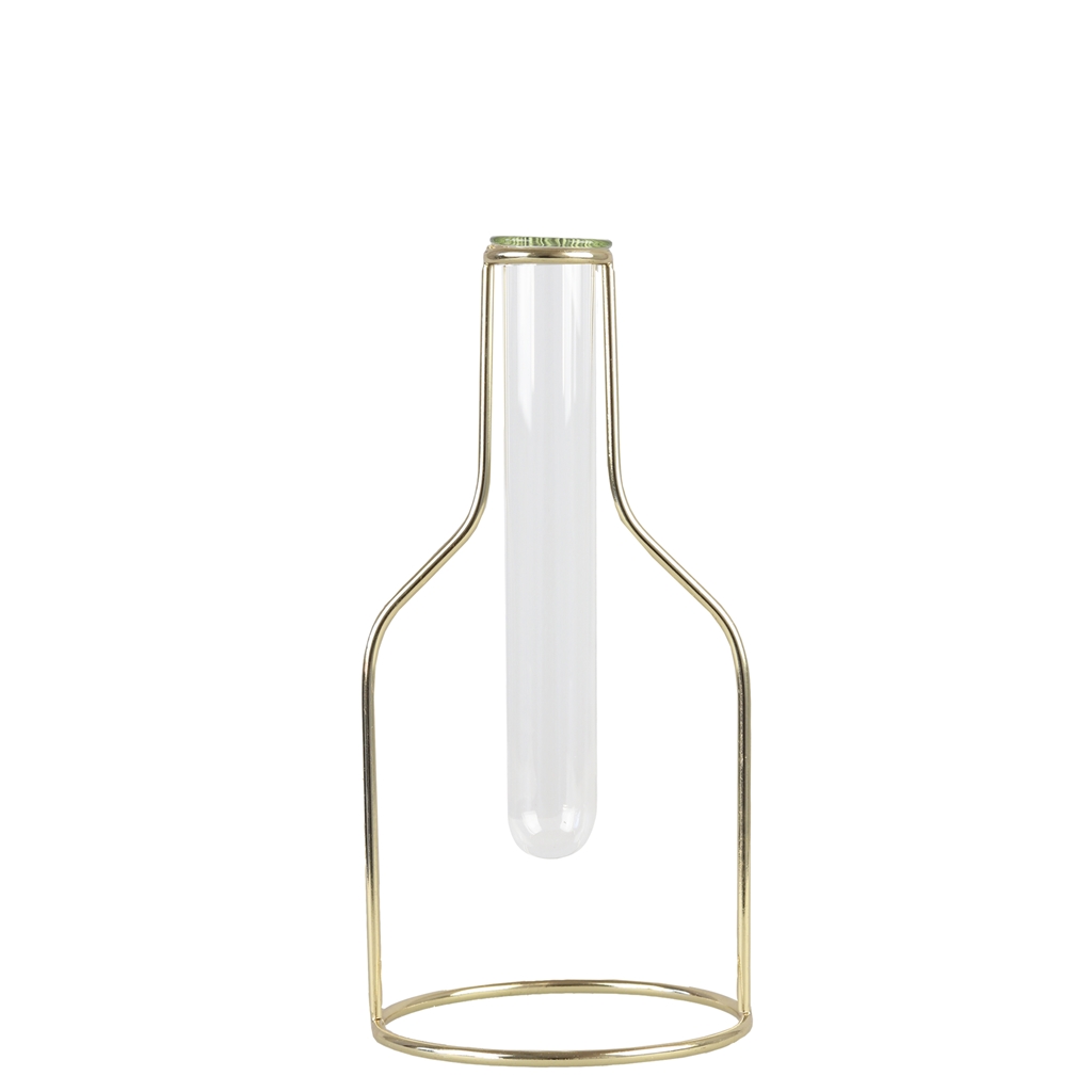 Design Vase - Reagenzglas mit goldenem Ständer Größe M