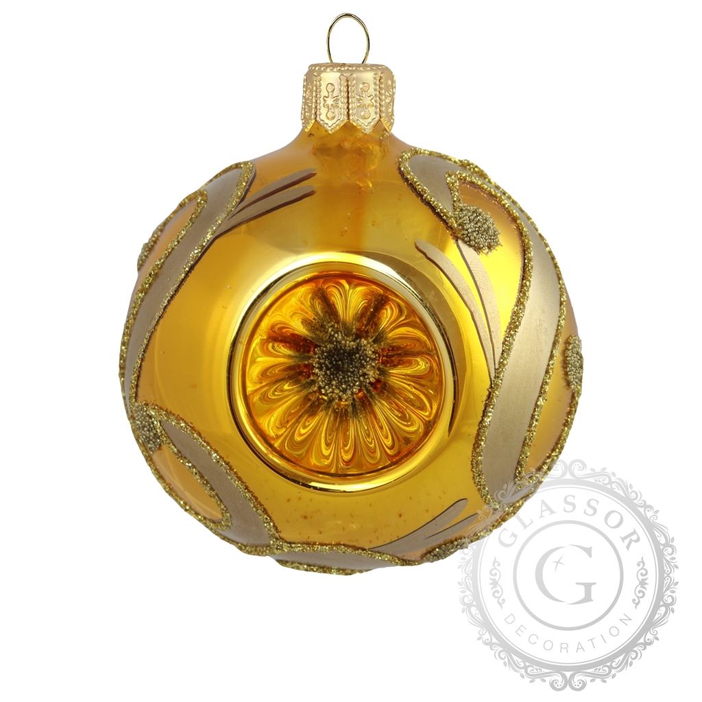 Glasschmuck für Weihnachten - Kugel gold mit Reflektoren