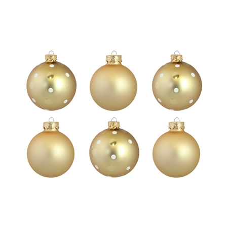 Weihnachtskugeln Set Gold mit zartem Punktedekor