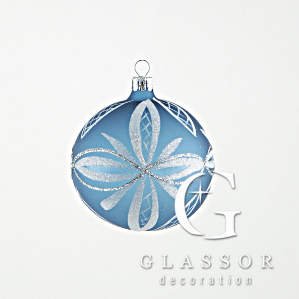 Weihnachtskugl aus Glas blau, Dekor