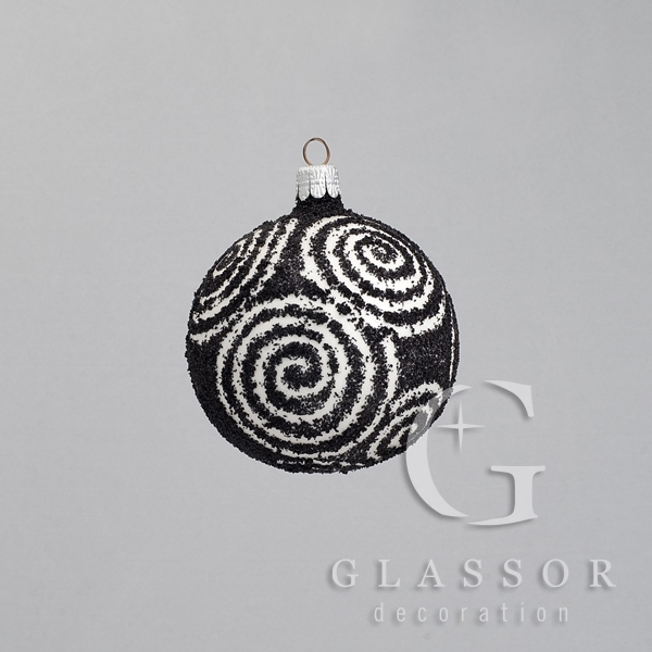Weihnachtsdekoration aus Glas Kugel silber, Dekor  Φ 6 cm