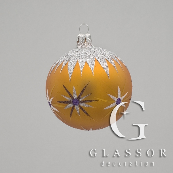 Weihnachtsschmuck aus Glas - Kugel goldgelb, Dekor  8cm
