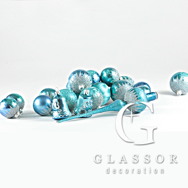 Christbaumschmuck - Satz 22Stck, blaue Farbe, Dekor