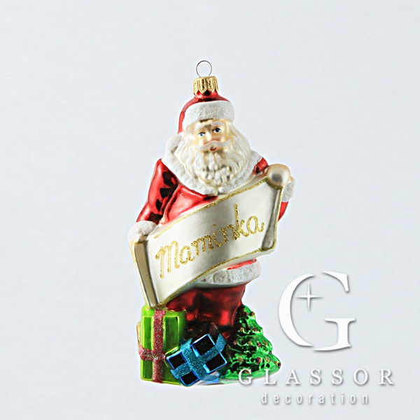 Glasfigur Nikolaus mit Text
