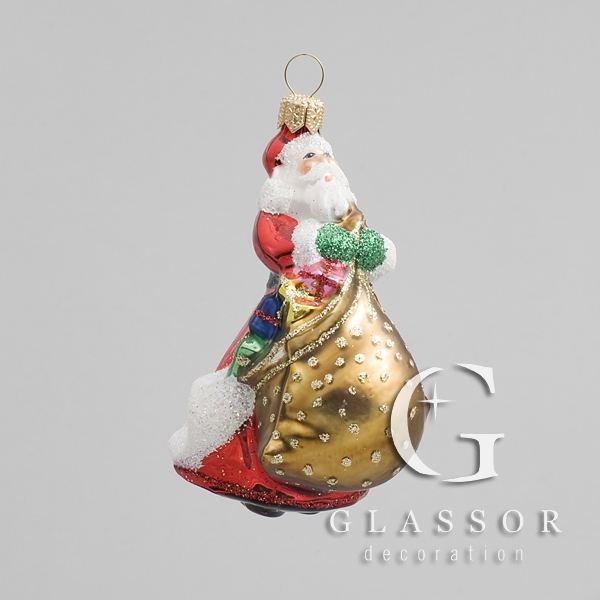 Glasfigur Weihnachtsmann mit Sack
