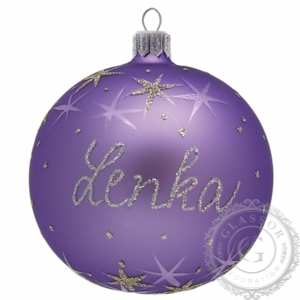 Weihnachtskugel aus Glas mit Namen violett