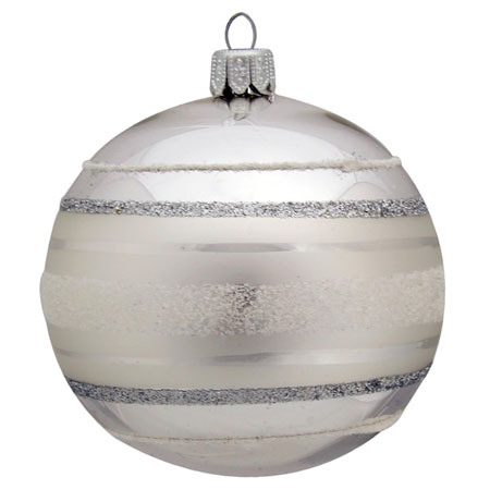 Weihnachtskugel aus Glas Silber Streifen

