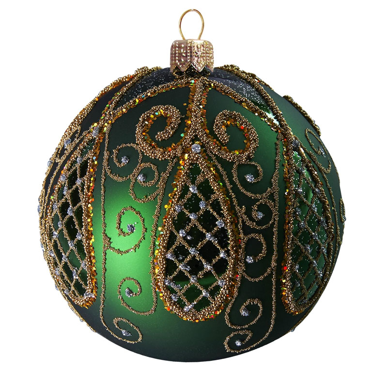 Weihnachtsdekoration - Kugel grün mit Dekor