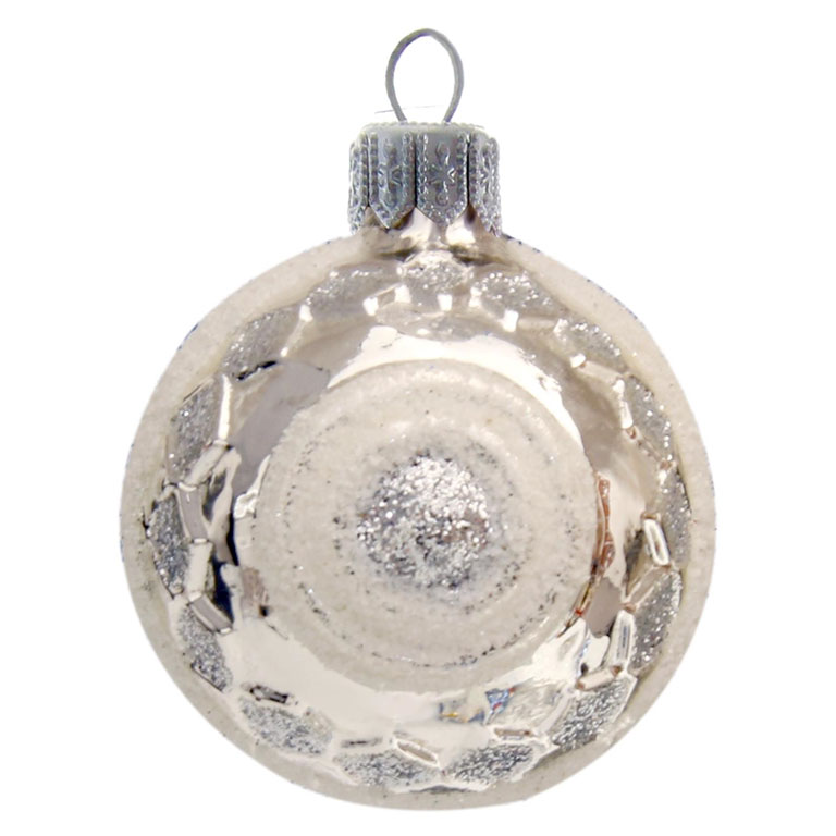 Weihnachtskugel aus Glas silber mit Ringen, Dekor  4cm