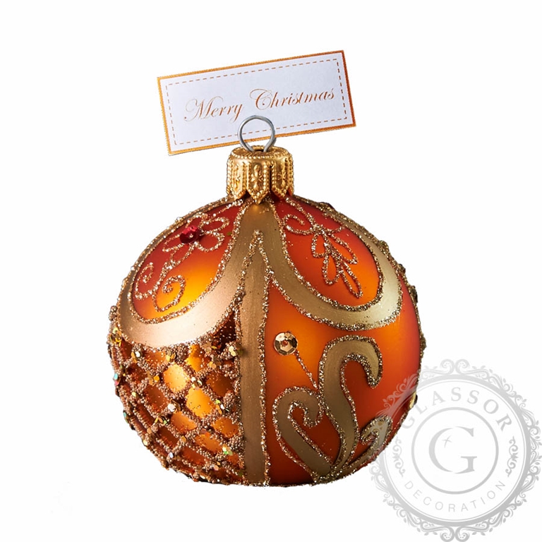 Weihnachtsetikette Orange mit Steinchen
