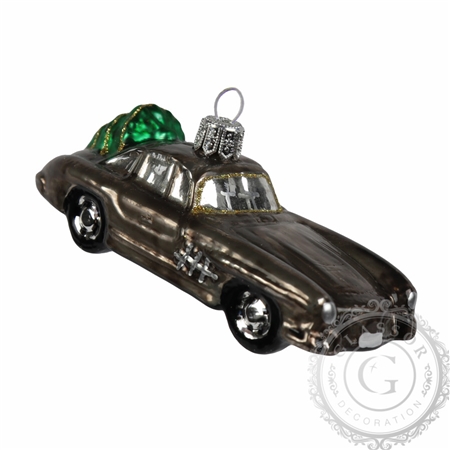 Weihnachtsschmuck Auto mit Baum Silber