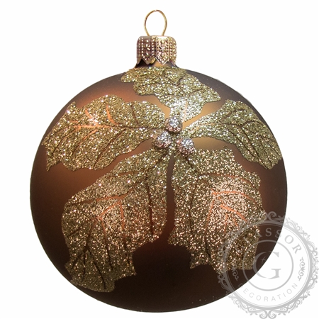Weihnachtskugel Braun Goldene Blume 
