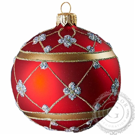 Weihnachtskugel Rot Dekor Gold
