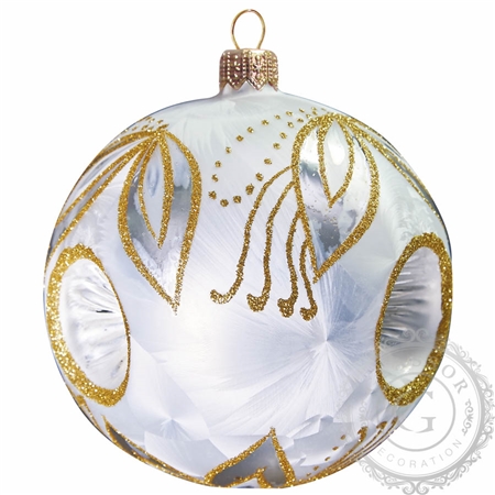Weihnachtsdekoration - Kugel mit Reflektor in weißem Eislack