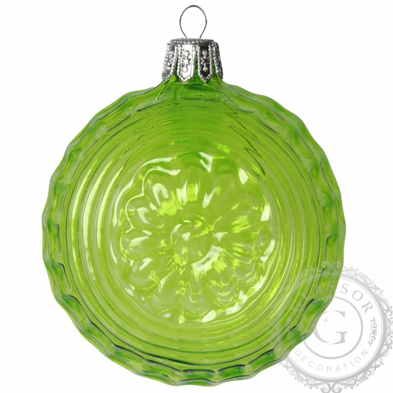 Glas Ornament Medaillon grün