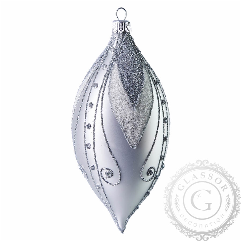 Weihnachtsschmuck, Olive silber matt, Dekor 13x7 cm