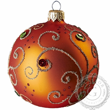 Weihnachtskugel Steinchen Orange