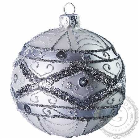 Weihnachtskugel Silber verziert
