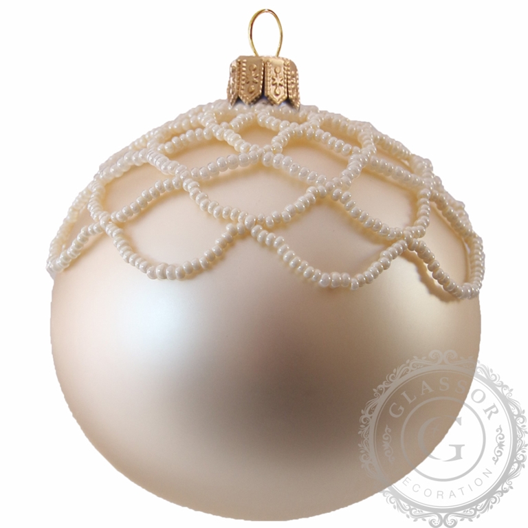 Weihnachtskugel cremefarbig Perlen
