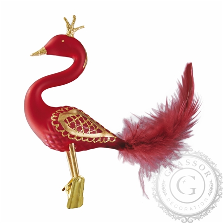 Glasvögel - Schwan rot mit Krone