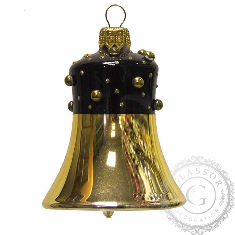 Glänzende Glocke schwarz mit goldenen Steinen