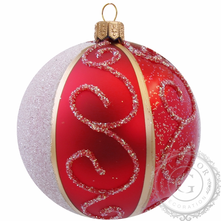 Weihnachtskugel rot weiße Bestreuung
