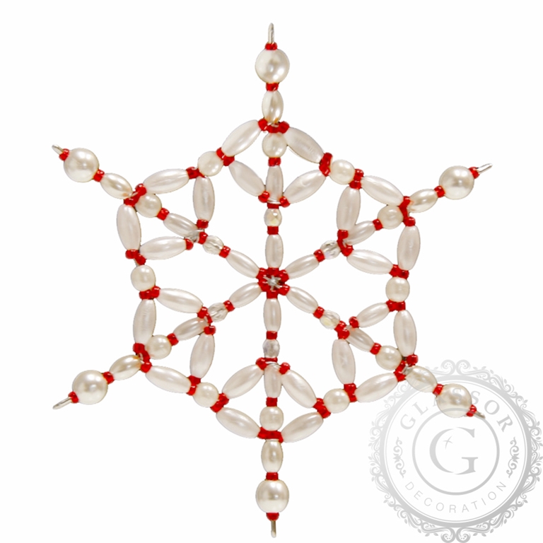 Weihnachtsstern aus Perlen weiß-rot