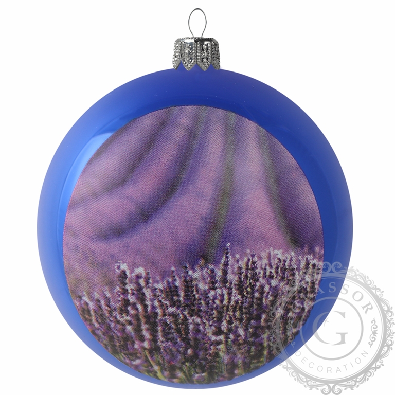 Glaskugel mit Lavendelfeld Dekor