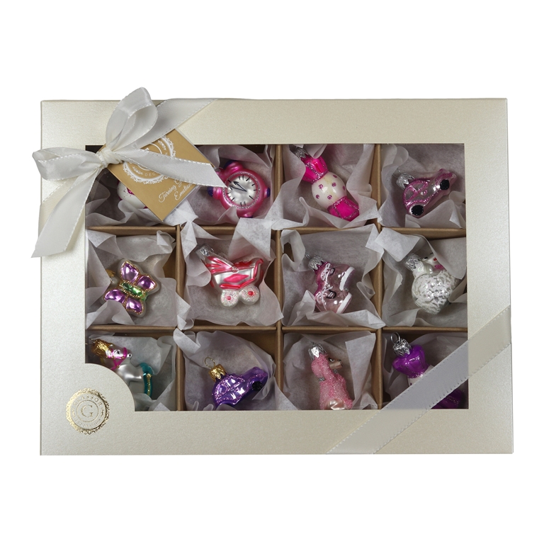 Set mit 12 Mini-Ornamenten für Mädchen