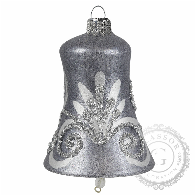 Silbergraue Glocke mit Blumendekor