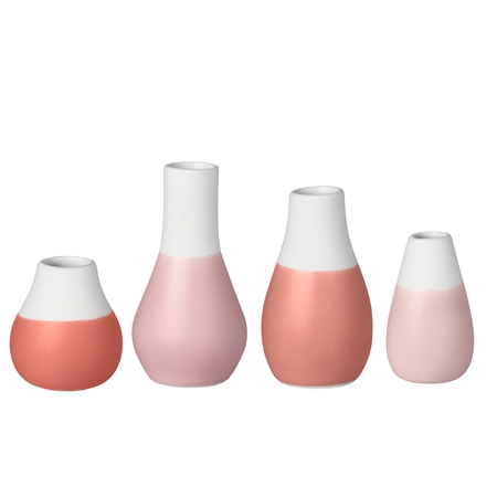 Set Mini-Vasen in roten Pastelltönen