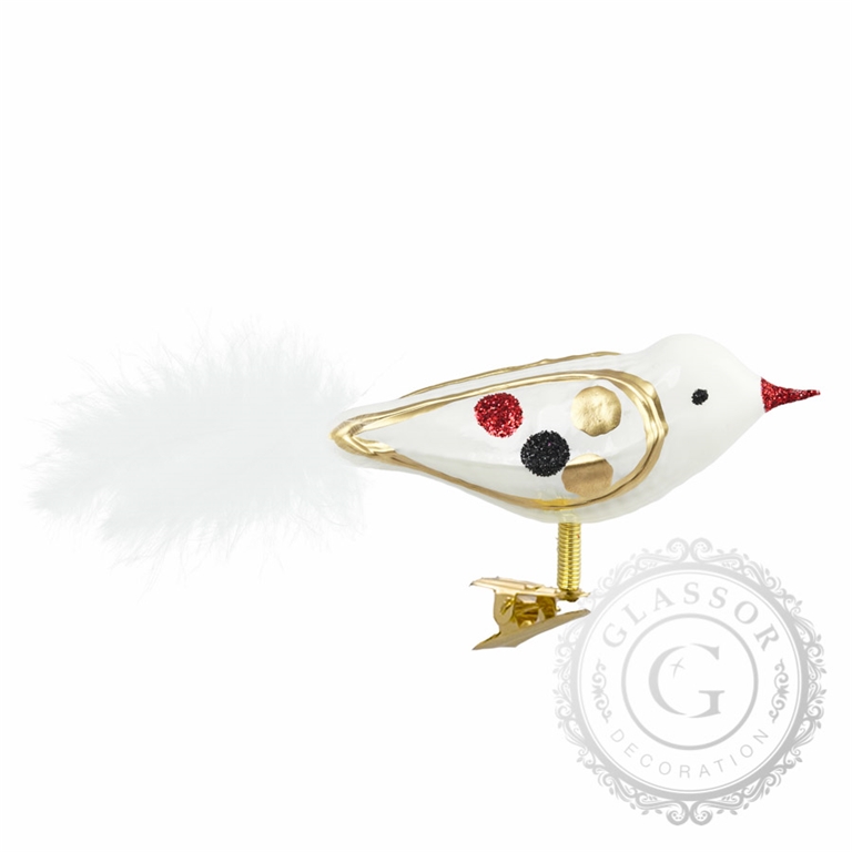 Weißer Vogel mit Bronzeflügel