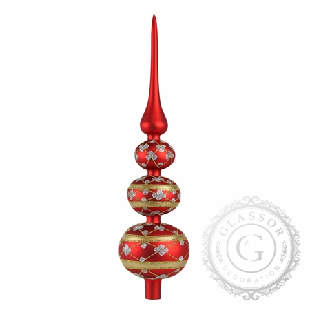 Rote Baumspitze mit Silber und Gold Dekor