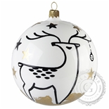 Weiße Weihnachtskugel mit Hirschdekor Weiße Weihnachtskugel mit Hirschdekor