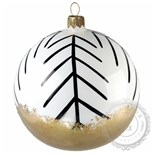 Weiße Weihnachtskugel mit schwarzem Zweigdekor Weiße Weihnachtskugel mit schwarzem Zweigdekor