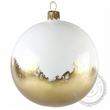 Weiße Weihnachtskugel gespritzt Gold Weiße Weihnachtskugel gespritzt Gold