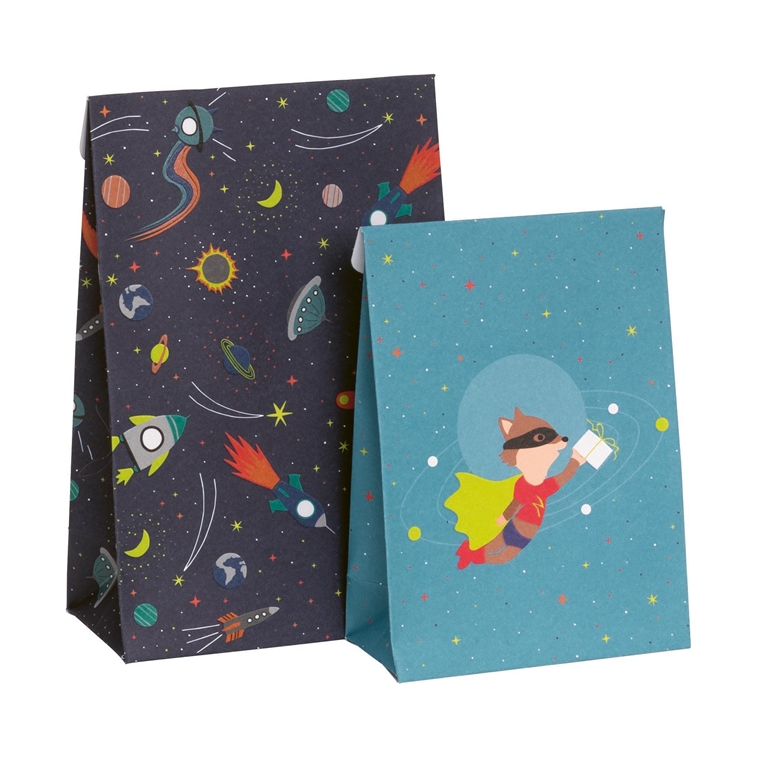 Set Papiergeschenktaschen mit Universummotiv