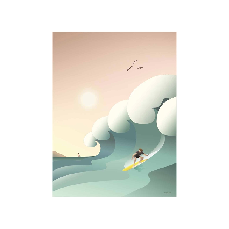 Postkarte mit Surfer auf einer großen Welle