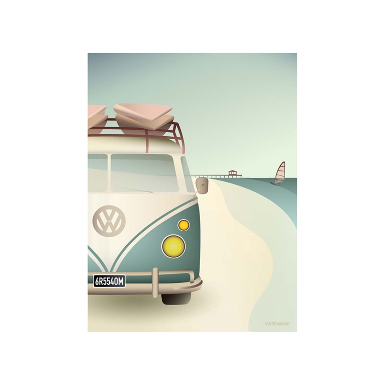 Postkarte Hippie-Bus am Strand