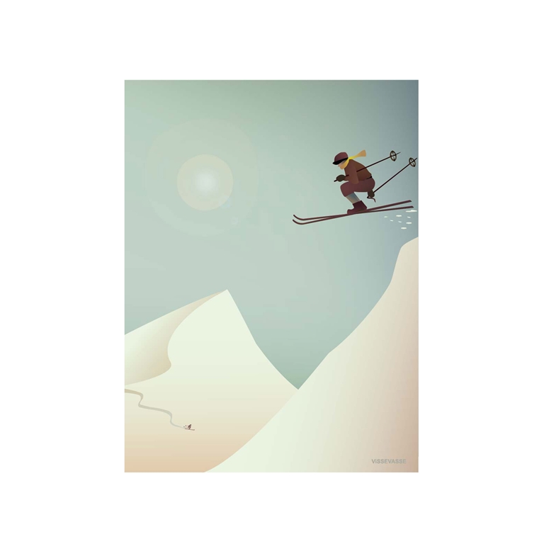 Postkarte mit Retro Skifahrer