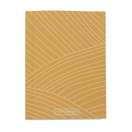 Notizbuch mit ockerfarbenen Linien