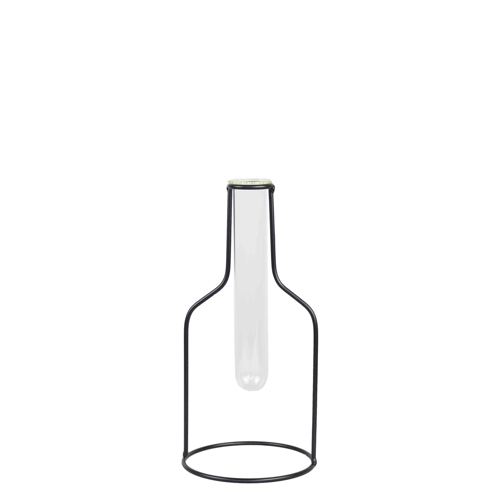 Design Vase - Reagenzglas mit Metallständer Größe S