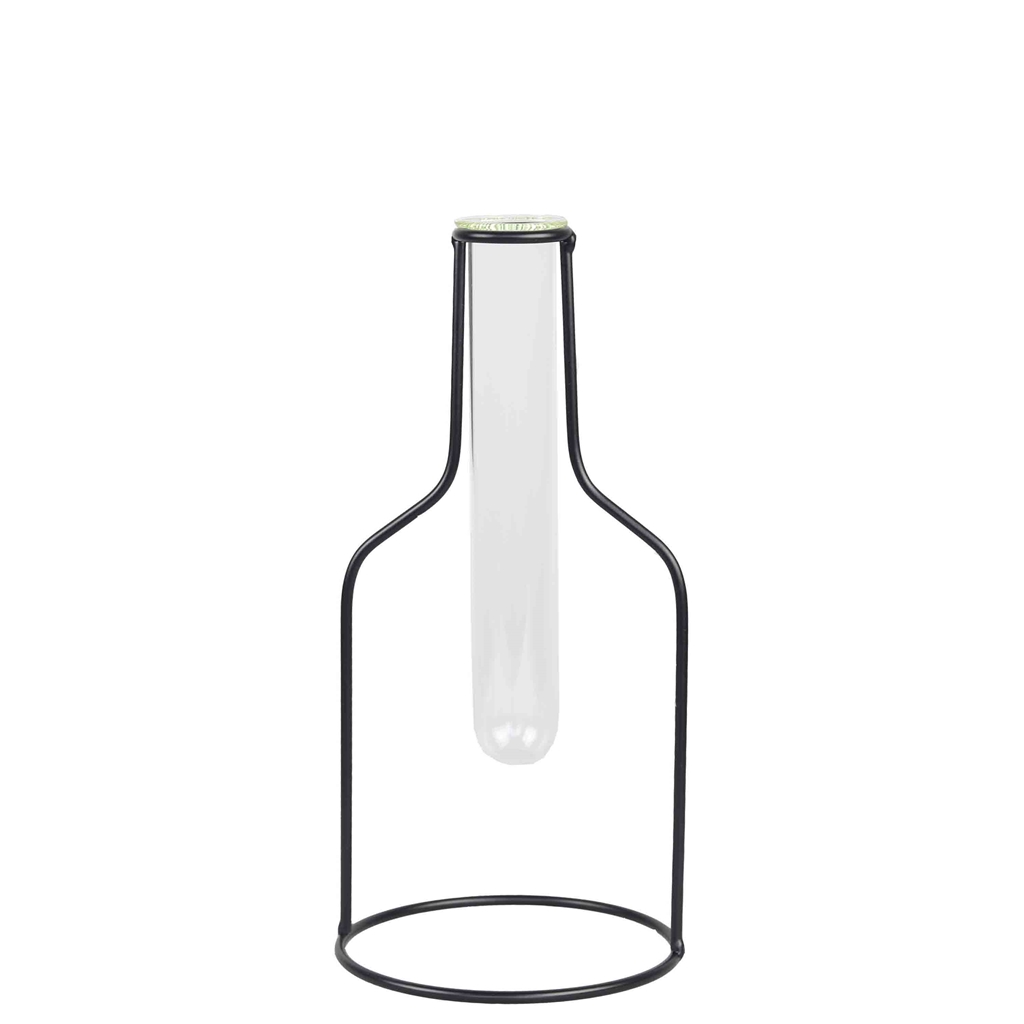 Design Vase - Reagenzglas mit Metallständer Größe M