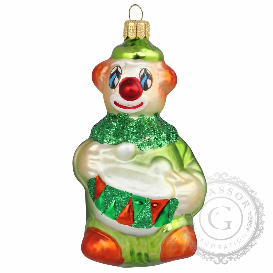 Weihnachtsfigur Clown mit farbiger Trommel