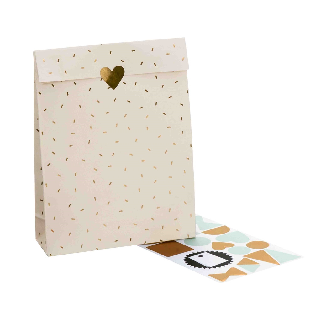 Set beige Geschenktaschen mit Aufklebern