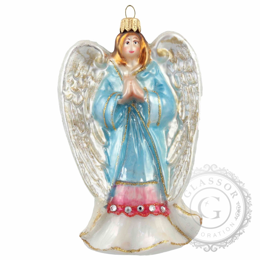 Betender Engel mit blauem Kleid