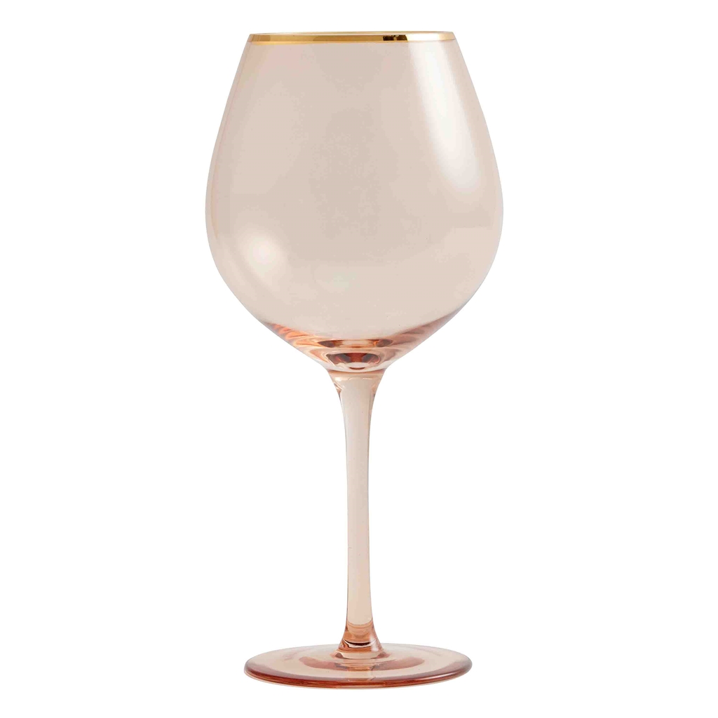 Rosa Weinglas mit goldenem Rand