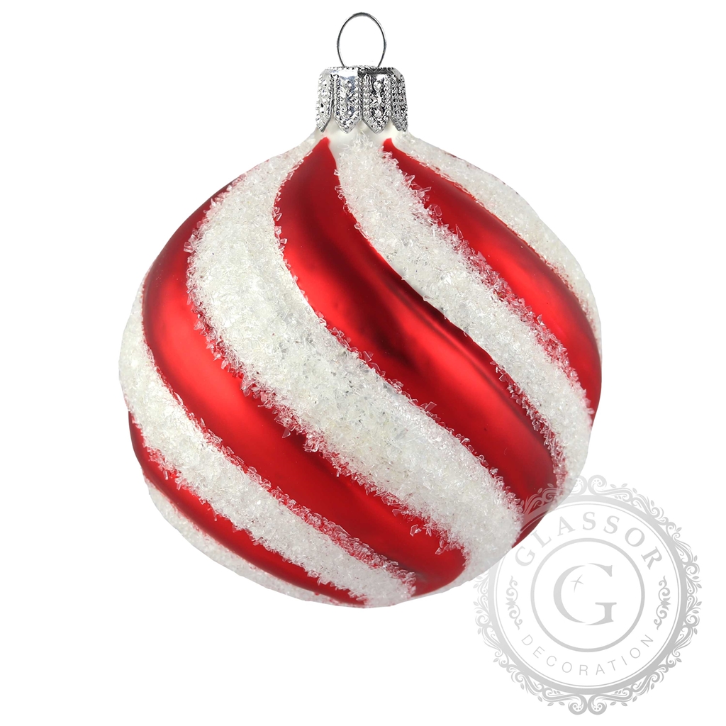 Weihnachtskugel Rot-Weiß Spirale
